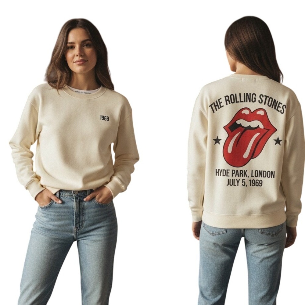 People of Leisure x Rolling Stones 1969 Hyde Park Graphic Sweatshirt S Oversized